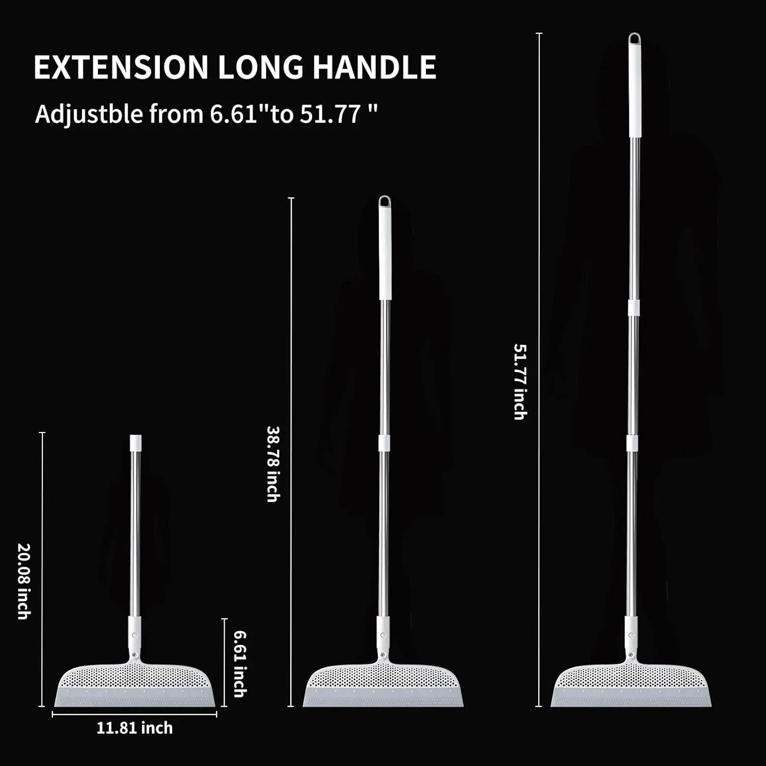 Magic Broom Floor Squeegee Pet Hair Remover, Silicone Squeegee Broom for Floor, 51.77" Long Handle for Carpet, Bathroom Tile, Hardwood, Fur,Garage, Liquid Spills, Fine Dust by GreenHaven Gardens