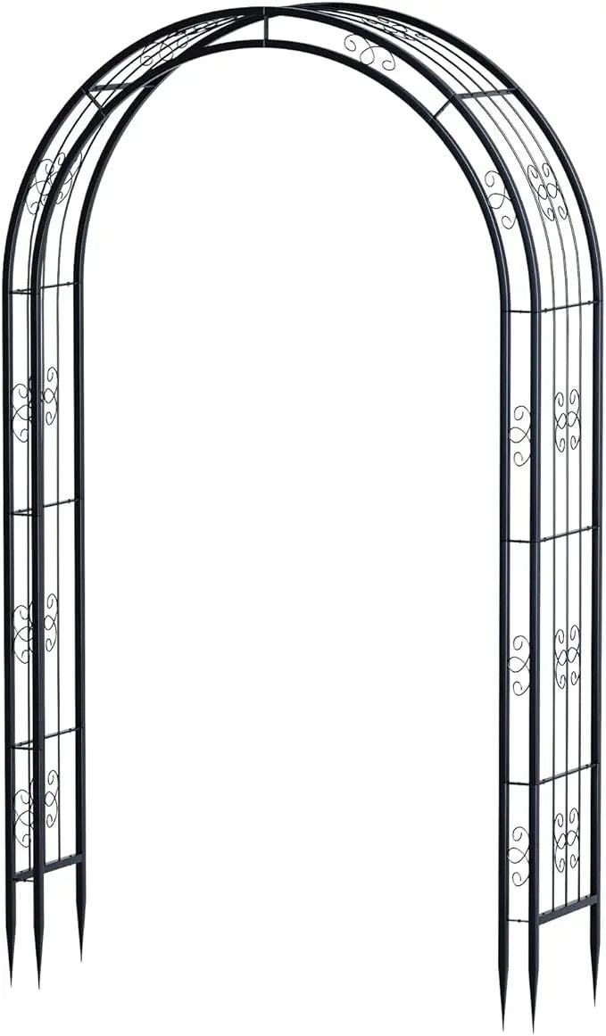 88in Steel Garden Arch Arbor Trellis for Climbing Plants Outdoor,Yard,Garden,Climbing Plants 7ft Decorative Wire Lattice,Outdoor Wedding Arch(Black) by GreenHaven Gardens