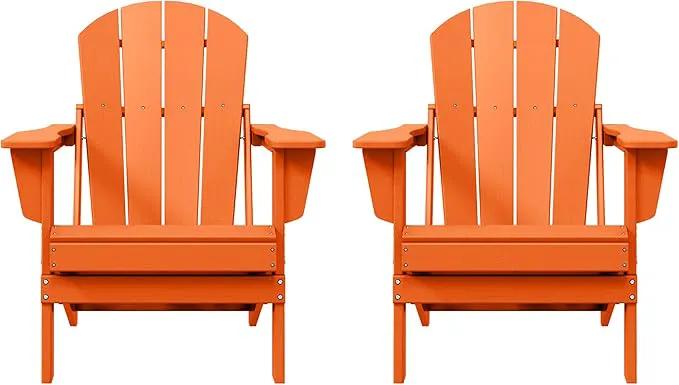 Westin Outdoors Laguna WO Home Furniture Adirondack Chair 2 PCS Set Outdoor Folding Patio Chair for Bon Fire Pit Garden Lawn Backyard Lounging Relaxing (Orange) by GreenHaven Gardens