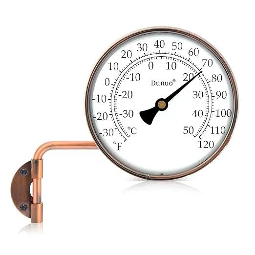 4 Inch Outdoor Thermometer, Outside Temperature Gauge Decorative for Patio, Window, Greenhouse, Garage, Brass Swivel Thermometer (4inch Thermometer) by GreenHaven Gardens