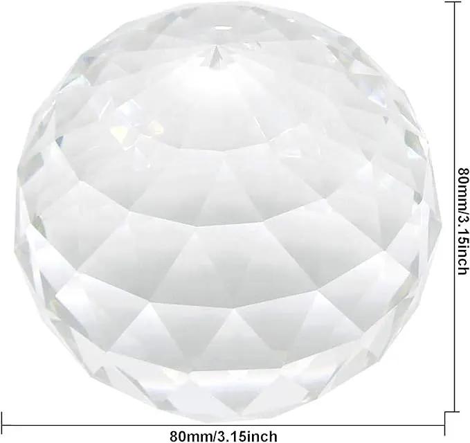 Clear Crystal Suncatcher Ball Prism Glass Sphere Faceted Gazing Ball Rainbow Maker Window Prisms Suncatcher for Window, Sun Catcher(80mm/3.15inch) by GreenHaven Gardens