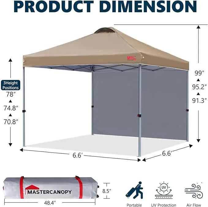 MASTERCANOPY Durable Pop-up Canopy Tent with 1 Sidewall (6.6'x6.6',Khaki) by GreenHaven Gardens