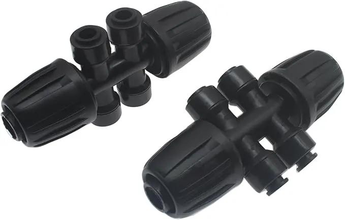 4pcs 1/2'' to 1/4'' Barbed Tee Quick Connector Push-to-Fit 6 Way Drip Irrigation Fittings by GreenHaven Gardens