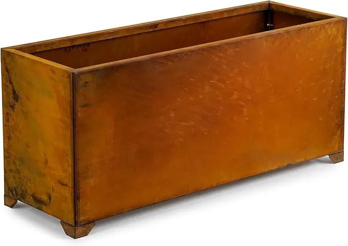 Stanbroil Corten Steel Planter Box for Outdoor Patio - 36 X12 X16 Inch Large Rectangular Metal Planter Box with Natural Rusty and Drainage Holes for Raising Flower, Plants by GreenHaven Gardens