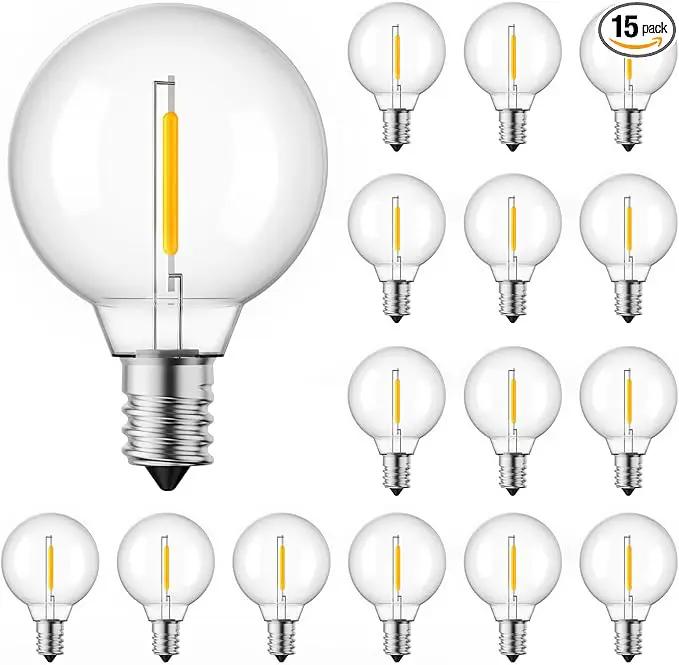 Brightown G40 Led Replacement Light Bulbs 1W Shatterproof Globe Bulb Fits E12 or C7 Candelabra Screw Base Sockets, 1.5 Inch Dimmable Light Bulbs for Indoor Outdoor Patio Decor, Warm White, 15 Pack by GreenHaven Gardens