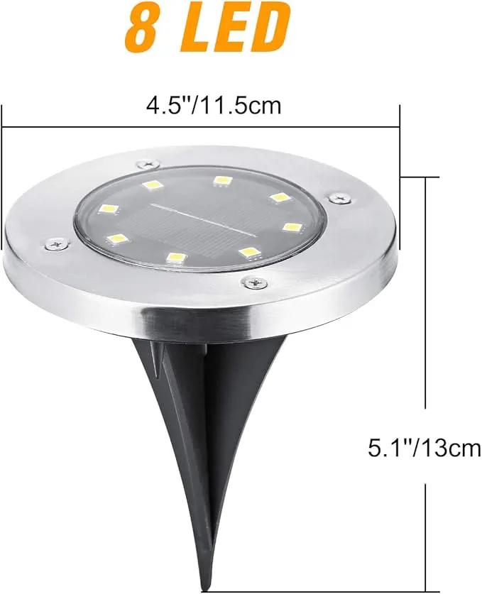 ODEETRONIC Solar Ground Lights Outdoor, 12 Packs 8 LED Solar Path Lights, Solar-Powered Disk Light Waterproof, In-ground Puck Light Flat Pathway Lamp for Landscape Pathway Patio Walkway, Warm White by GreenHaven Gardens