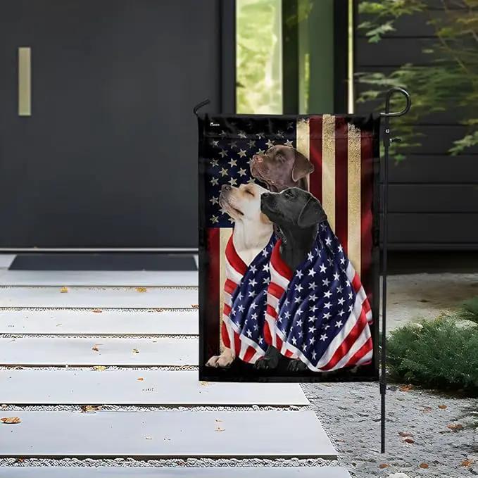FLAGWIX Three Labrador Retriever Flag - Outdoor Labrador Decorations, Garden Flag (11.5" x 17.5"), Heavy-duty Canvas Labrador Flag Double Sided Garden Décor by GreenHaven Gardens