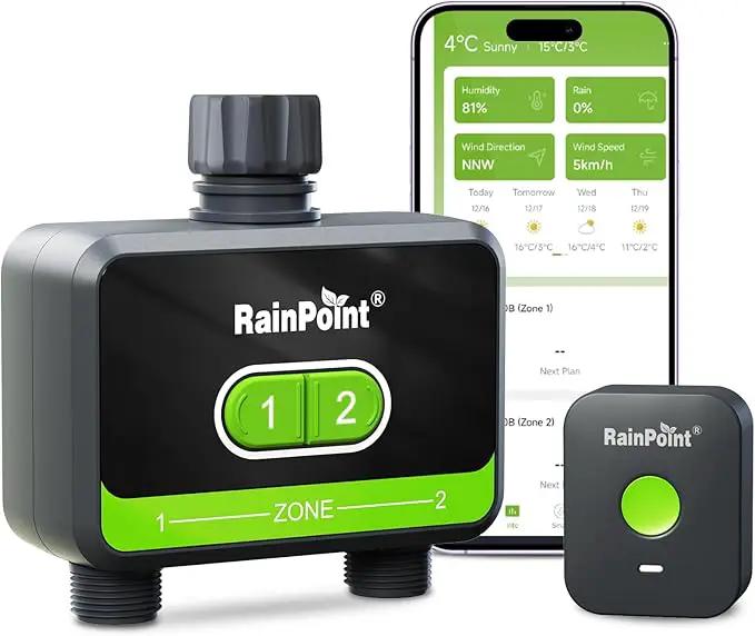 RainPoint WiFi Water Timer for Garden Hose, 2-Zone Smart Sprinkler Timer, WiFi Irrigation Controller, Automatic Watering System for Lawns and Yard by GreenHaven Gardens