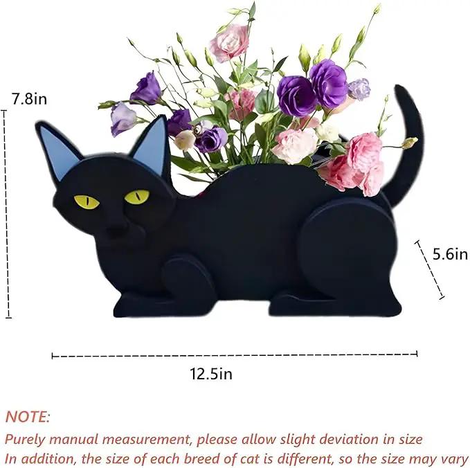 Black Cat Planter Plant Pots,Cute Garden Cat Flower Planter,Cat Planters Birthday Gifts for Women,Office,Indoor/Outdoor Decor（12.5 * 5.6 * 7.8in） by GreenHaven Gardens