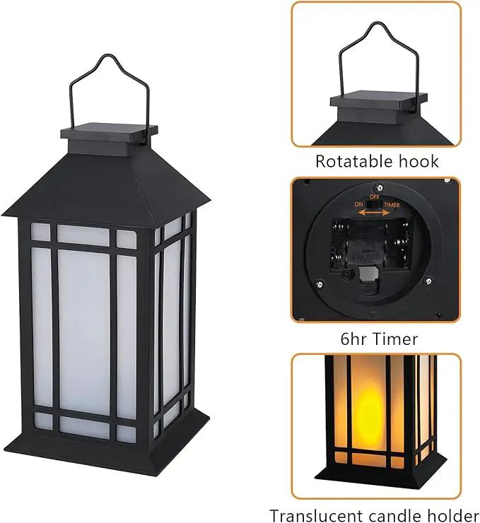 13-Inch IP65 Waterproof Battery-Powered Outdoor Lantern with Led Flameless Candle and 6-Hour Timer - Decorative Lantern for Patio & Garden(2 Pack) by GreenHaven Gardens