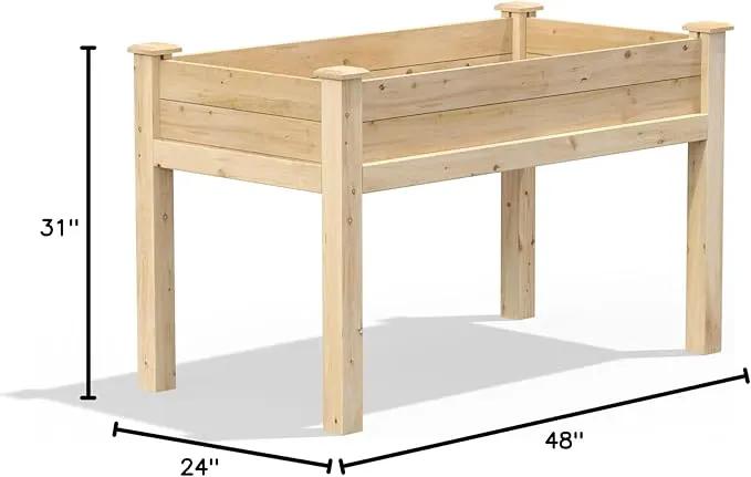 Greenes Fence Original Cedar Elevated Garden Bed, 24" W x 48" L x 31" H - Made in USA with North American Cedar by GreenHaven Gardens