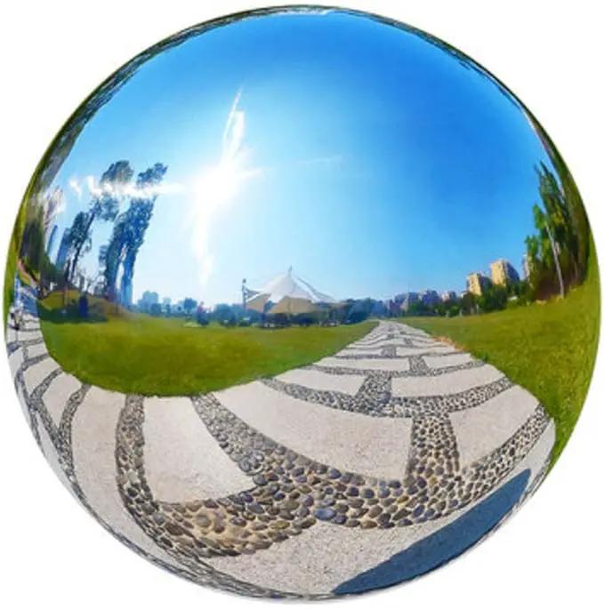 25 cm/10 inch Diameter Gazing Globe Mirror Ball,Silver Stainless Steel Polished Reflective Smooth Garden Sphere,Colorful and Shiny Addition to Any Garden or Home by GreenHaven Gardens