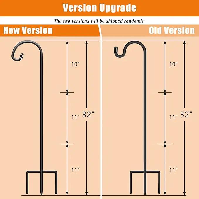 Gtongoko 8 Pack Shepherds Hooks for Outdoor 32 Inch Garden Hooks for Hanging Plants, Lanterns, Bird Feeders, Solar Lights, Mason Jars, Weddings Decor, Adjustable, Matte Black by GreenHaven Gardens
