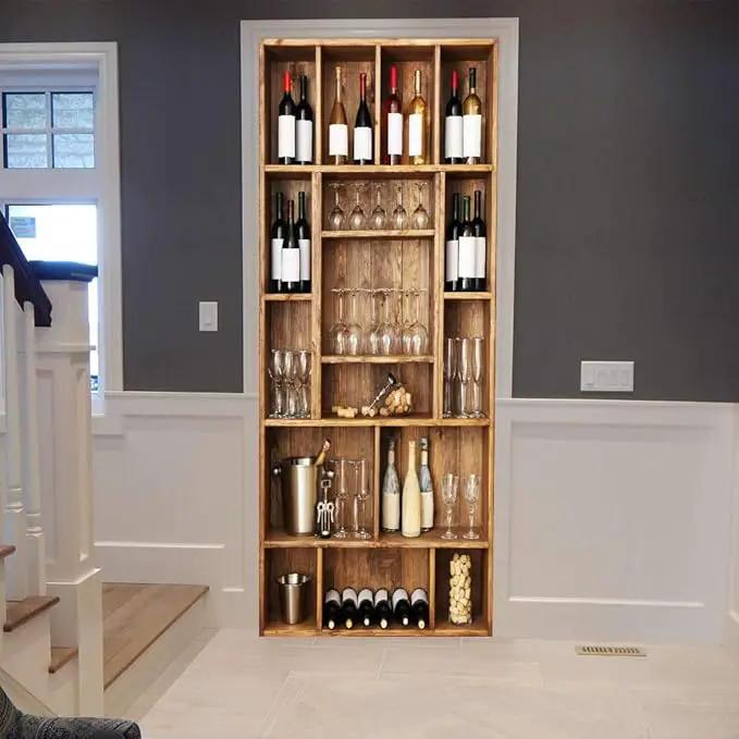 3D Door Wallpaper Self-Adhesive Door Sticker - Wine Cabinet - Door Film Poster Premium PVC Waterproof Wall Sticker for Bedroom Living Room Door Decoration Wallpaper 77 x 200 cm by GreenHaven Gardens