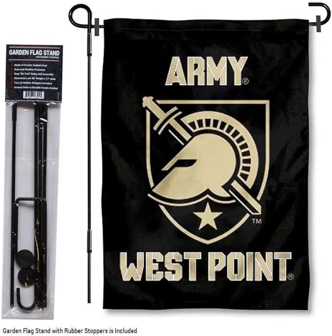 College Flags & Banners Co. Army Black Knights Athena Garden Flag with Stand Holder by GreenHaven Gardens