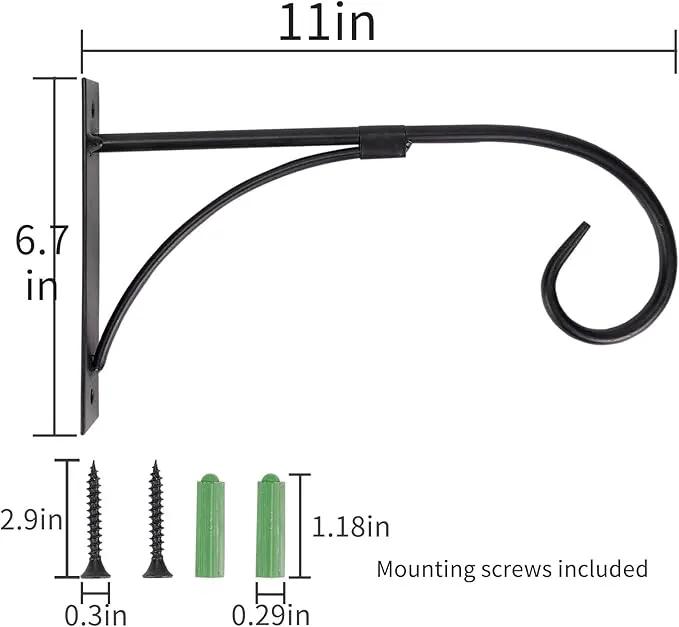 Simply Style Metal Hanging Plant Brackets 10inch, Pack of 2, Wall Mount Plant Hangers, Planter Hooks for Flower Baskets, Bird Feeders in Corridor/Patio/Porch/Garden by GreenHaven Gardens