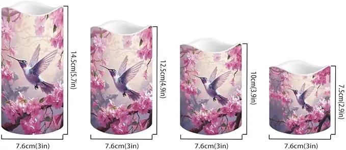 Ystardream Hummingbird Operated Candles with Flickering Flame Flameless Taper Candles Flickering Peach Blossom Operated Electric Pillar Candle LED Candle for Indoor Outdoor Home Decor by GreenHaven Gardens