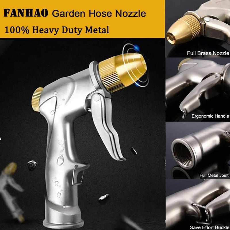 FANHAO Upgraded Garden Hose Nozzle Sprayer, 100% Heavy Duty Metal Handheld Water Nozzle High Pressure in 4 Spraying Modes for Watering Plants and Lawn, Car Washing, Patio and Pet by GreenHaven Gardens