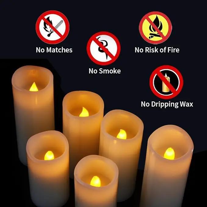 Flameless Flickering Battery Operated Candles 4" 5" 6" 7" 8" 9" Set of 9 Ivory Real Wax Pillar LED Candles with 10-Key Remote and Cycling 24 Hours Timer (Ivory) by GreenHaven Gardens