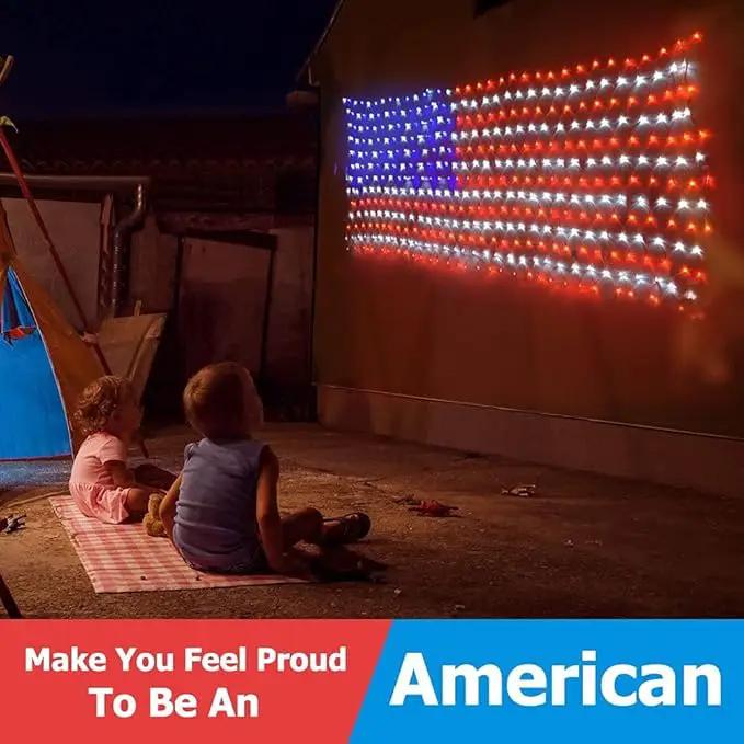 American Flag Lights 420 Super Bright LEDs, Waterproof LED US Flags Light for 4th of July Decorations, Memorial Day, Independence Day, Garden, Yard, Holiday, Party, Christmas Decorations by GreenHaven Gardens