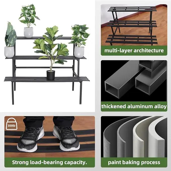 Versatile 3-Tier Metal Plant Stand, Ladder Designed, Heavy-Duty Utility Storage Rack for Indoor & Outdoor Use, Decorative Plant Display for Home, Garden, Patio, and Balcony. by GreenHaven Gardens