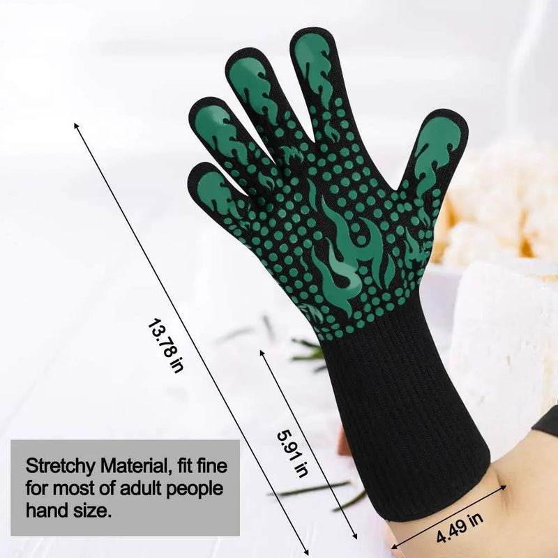 Comsmart BBQ Gloves, 1472 Degree F Heat Resistant Grilling Gloves Silicone Non-Slip Oven Gloves Long Kitchen Gloves for Barbecue, Cooking, Baking, Cutting by GreenHaven Gardens