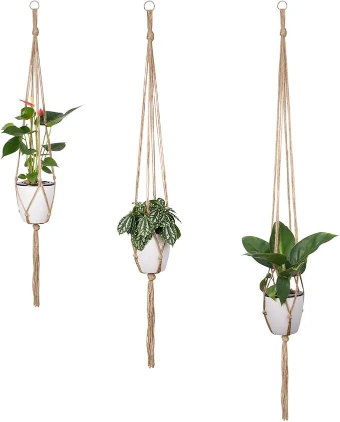 Plant Hangers Indoor Macrame Hanging Planter Holder 6 Pack, 3 Sizes by GreenHaven Gardens