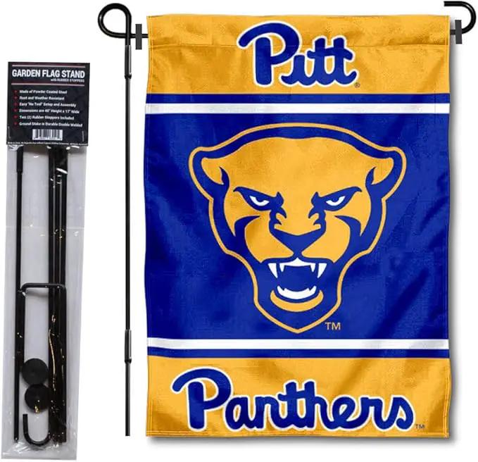 College Flags & Banners Co. Pittsburgh Panthers Garden Flag with Stand Holder by GreenHaven Gardens
