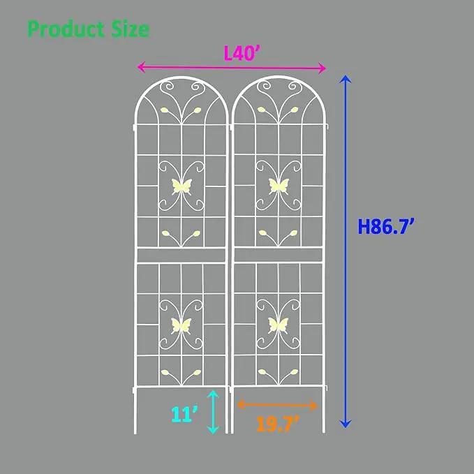 2 Pack Metal Garden Trellis 86.7" Black Fence Rustproof Garden Trellis for Climbing Plants Support Roses Flower Outdoor Lawn, Cream White by GreenHaven Gardens