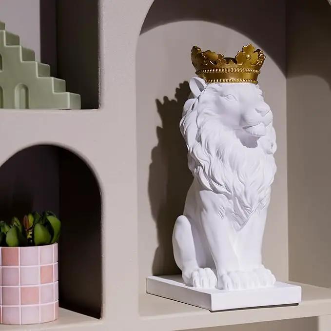 LCdecohome Sculptures Home Decor Lion Statue 15 Inch White Lion Decoration for Living Room 8.5 * 5.5 * 15 Inch by GreenHaven Gardens