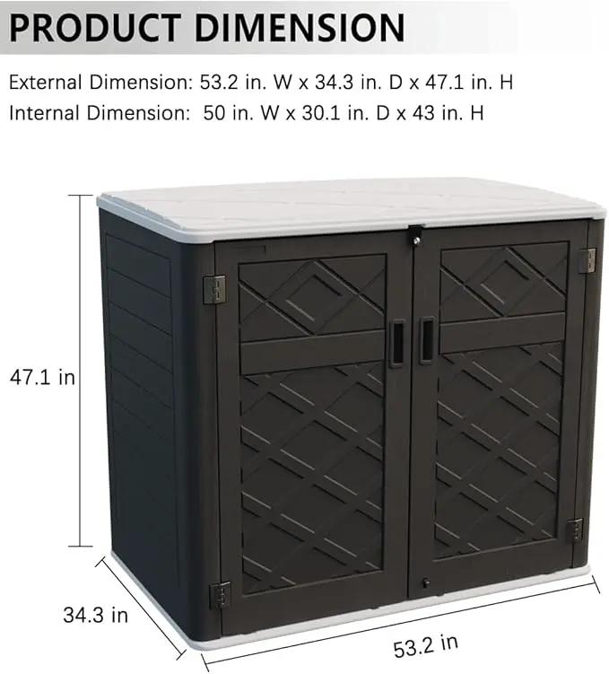 KINYING Larger Outdoor Storage Shed Weather Resistance, Resin Sheds & Outdoor Storage for Garden, Patios, Backyards, 48 Cu.Ft Tool Shed for Garbage Cans, Lawn Mower, Garden Tools,Black by GreenHaven Gardens