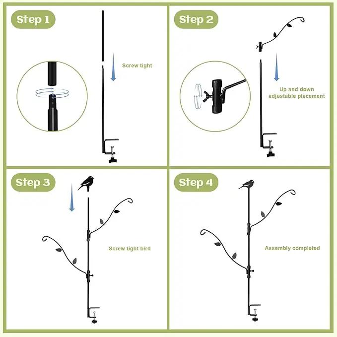 Deck Bird Feeder with Multi-Hooks and Adjustable Branches for Porch by GreenHaven Gardens