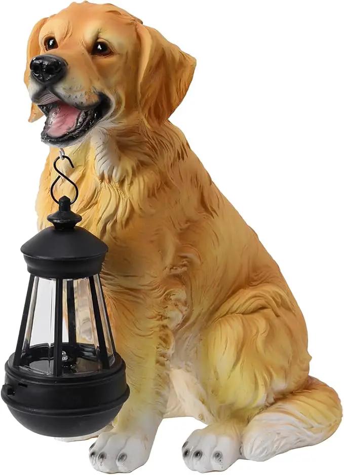 Afirst Solar Dog Statue Garden Decor, Outdoor Statue Decor with Solar Lantern Lovely Golden Retriever Figurine Patio Lawn Yard Art Ornaments Housewarming Gift by GreenHaven Gardens