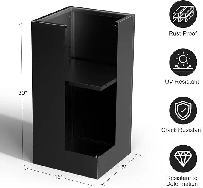 Tall Metal Cube Planter for Outdoor Plants 15" L x 15" W x 30" H, Heavy Duty Steel Planter Box with Removable Insert Shelf, Rectangular Planters for Porch, Garden, Yard, Hotel (Black) by GreenHaven Gardens