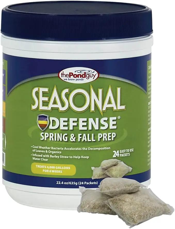 The Pond Guy Seasonal Defense, Spring & Fall Beneficial Bacteria, Barley & Enzymes, Cold Water Pond Sludge & Scum Treatment, Fish & Plant Safe, 24 Packets by GreenHaven Gardens