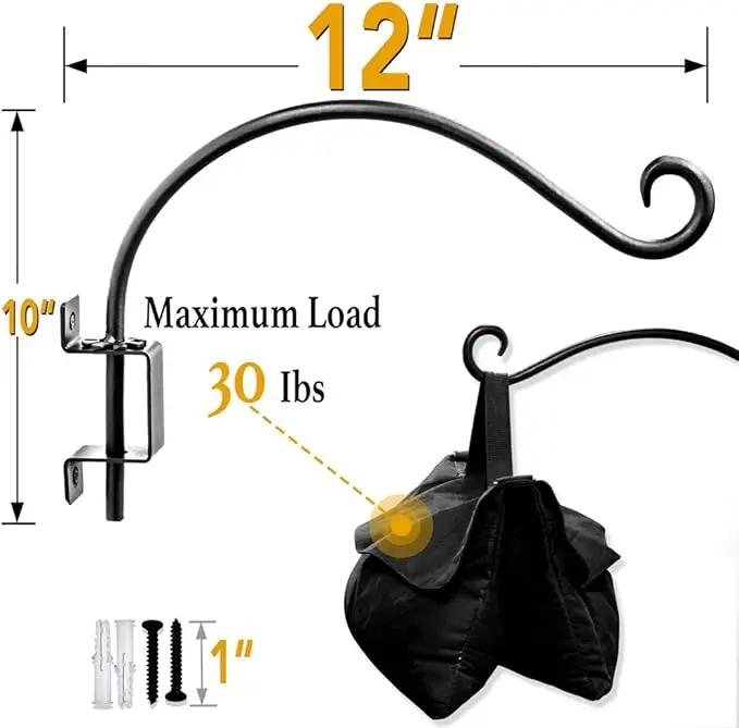 Swivel Bird Feeder Hanger Hook: Swivel Hanging Plant Bracket Outdoor - Wall Mount Swivel Hanging Hook for Bird Feeder 12-Inch by GreenHaven Gardens