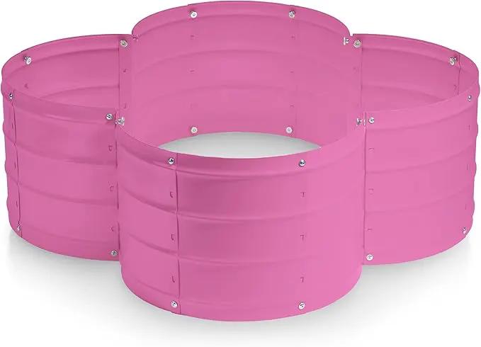 Galvanized Raised Garden Beds Outdoor // 3×3×1 ft Planter Raised Beds for Gardening, Vegetables, Flowers // Large Metal Garden Box (Pink) // Patented Tool-Free Design by GreenHaven Gardens