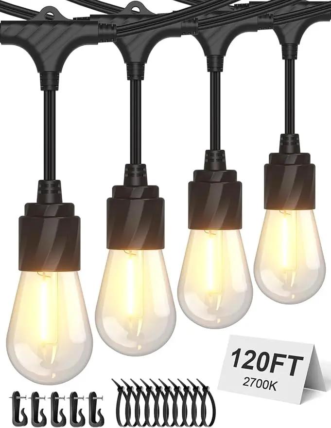 XMCOSY+ 120FT Outdoor String Lights Waterproof - LED Patio Hanging Lights for Outside Porch Backyard Gazebo Garden, Commercial Grade 42 Edison Bulbs by GreenHaven Gardens