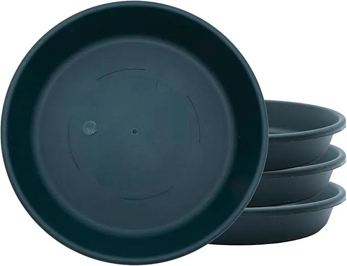 The HC Companies Flower Pot Saucers - Plastic Plant Saucer for Outdoors & Indoors - Traditional Design Plant Pot Trays for Water Drainage - Durable & Stylish Round Plant Tray (8-inch Evergreen) by GreenHaven Gardens