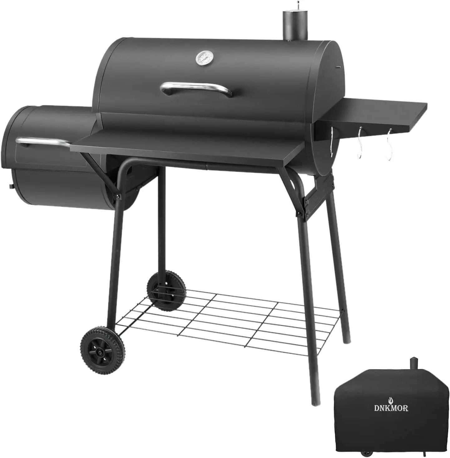 Charcoal Grill with Offset Smoker,BBQ Grills with Side Table,Outdoor Cooking with 714 Square Inches,Backyard Camping Picnics, Patio and Parties, Black by DNKMOR by GreenHaven Gardens