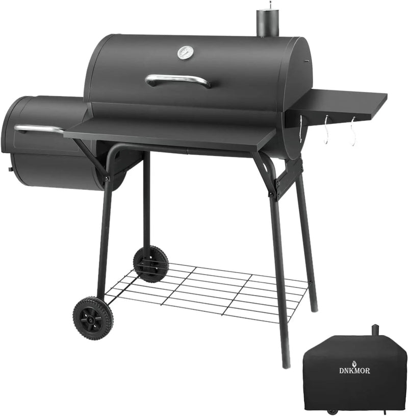 Charcoal Grill with Offset Smoker,BBQ Grills with Side Table,Outdoor Cooking with 714 Square Inches,Backyard Camping Picnics, Patio and Parties, Black by DNKMOR by GreenHaven Gardens