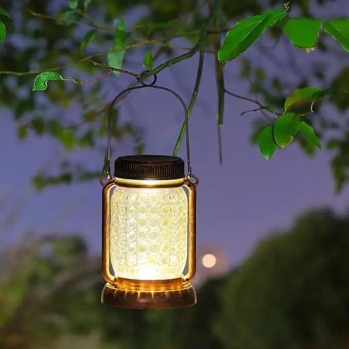 Outdoor Garden Decor, 2 Pack Solar Lantern Waterproof Warmwhite Mason Jar Hanging Lights, Porch Decorative for Garden Yard Patio Backyard Deck Courtyard Lawn by GreenHaven Gardens