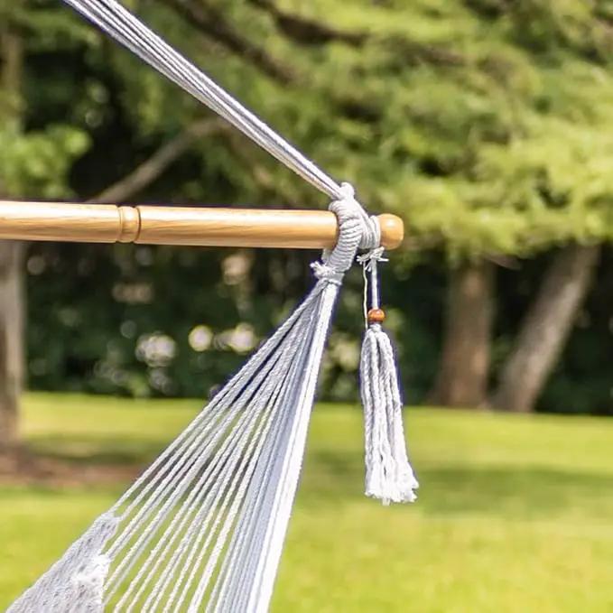Lazy Daze Hammocks Hanging Chair Caribbean Swing Chair Hammock Chair w/Soft-Spun Cotton Rope, 40" Hardwood Spreader Bar Wide Seat, Max 300 Pounds, for Indoor Outdoor Garden Yard, White by GreenHaven Gardens