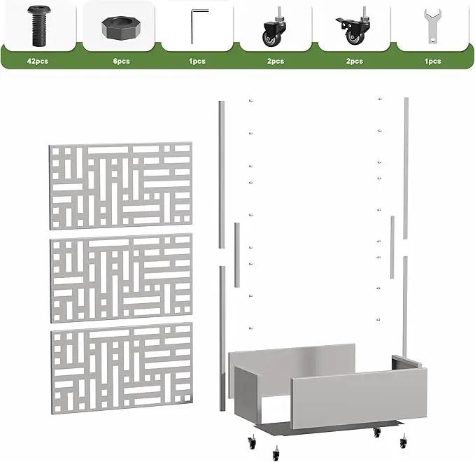 Casaphoria Metal Raised Garden Bed with Trellis and Wheels, 72"x35"x16" Planter Box for Climbing Plants, Vegetables & Vines, Features Drainage Holes and Privacy Screen (Grey-Helen) by GreenHaven Gardens