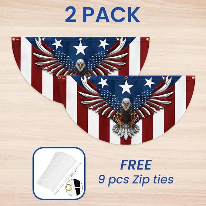 FLAGWIX American Flag Patriotic Eagle American Non-Pleated Fan Flag TPT1636F, 3x6 ft, 1 Pack Suitable for Outdoor and Indoor by GreenHaven Gardens