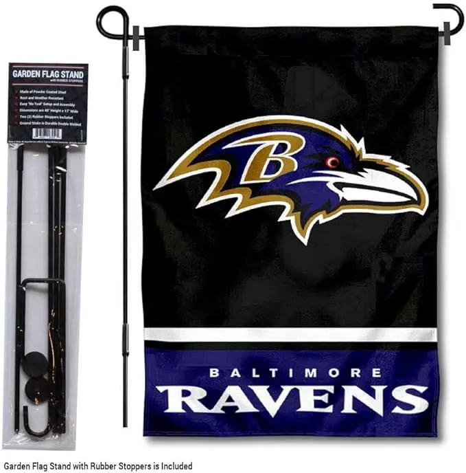 WinCraft Baltimore Ravens Garden Flag with Stand Holder by GreenHaven Gardens