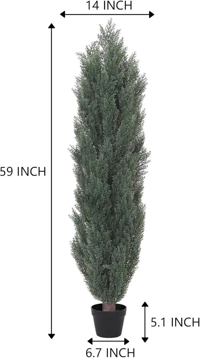 THE BLOOM TIMES 5ft Topiary Trees Artificial Outdoor – UV Resistant Faux Cedar Pine Cypress Bushes and Shrubs, Fake Potted Plants for Front Porch Outside Planter Patio Decor, Set of 2 (5 Foot) by GreenHaven Gardens
