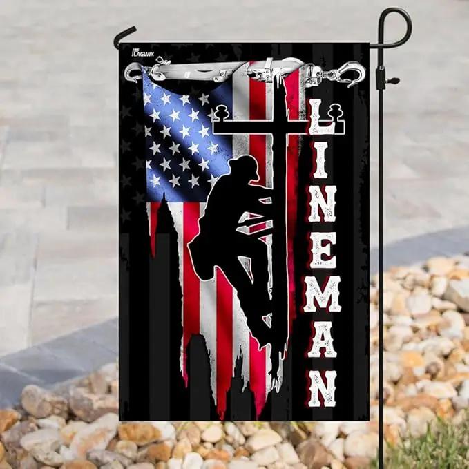 Flags-Lineman Flag MLH896F, Garden Flag (11.5" x 17.5")-USA House Garden Flags Premium Polyester-Decorative Outdoor Flags by GreenHaven Gardens