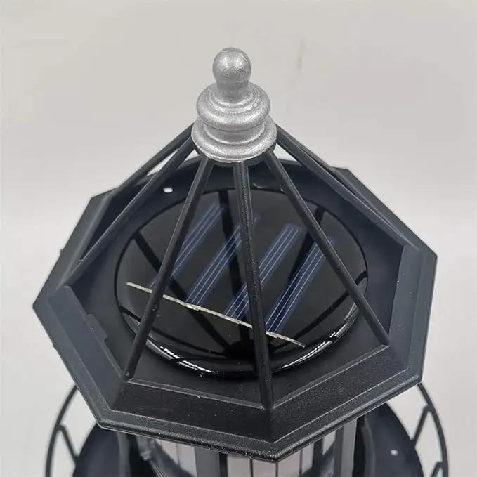 Marsrut LED Solar Light Powered Rotating Lighthouse Beacon Lamp, Outdoor Courtyard Waterproof Solar Hanging Lamp, Lawn Lantern, for Patio Fence Garden Decoration Outdoor Lighting Home Decor (Black) by GreenHaven Gardens