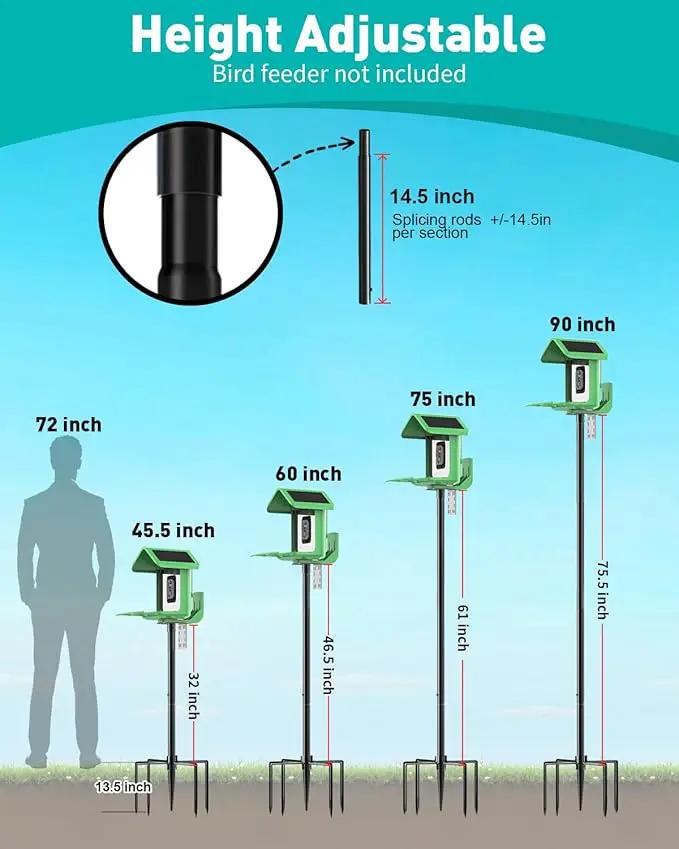 Bird Feeder Pole – 90 Inch Height Bird House Pole with 1-Inch Dia Heavy Duty for Birdfeeders, Feeding Stand with Mount Kit for Outdoor, Slip-Fit Connection by GreenHaven Gardens